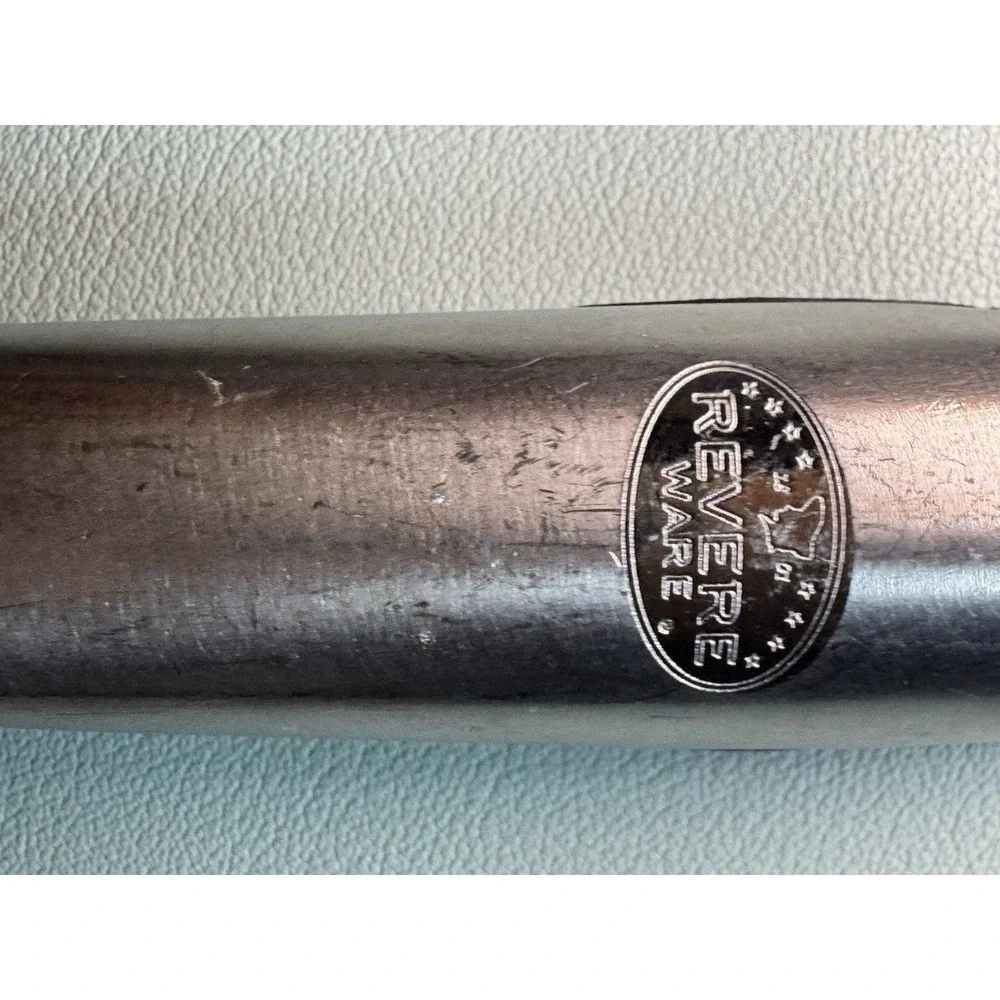 Revere Ware Stainless Steel Silver Spatula Black Silicon Grip Heavy USED Vintage